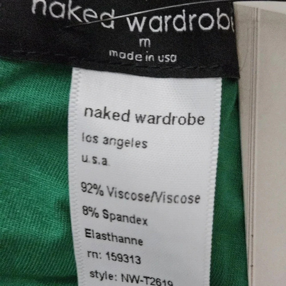 NWT One shoulder crop top asymmetrical hemline in green by naked wardrobe size M - Picture 3 of 3